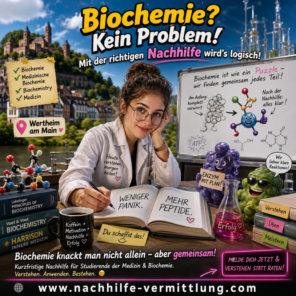 Nachhilfe Biochemie, Medizinische Biochemie, Biochemistry Wertheim